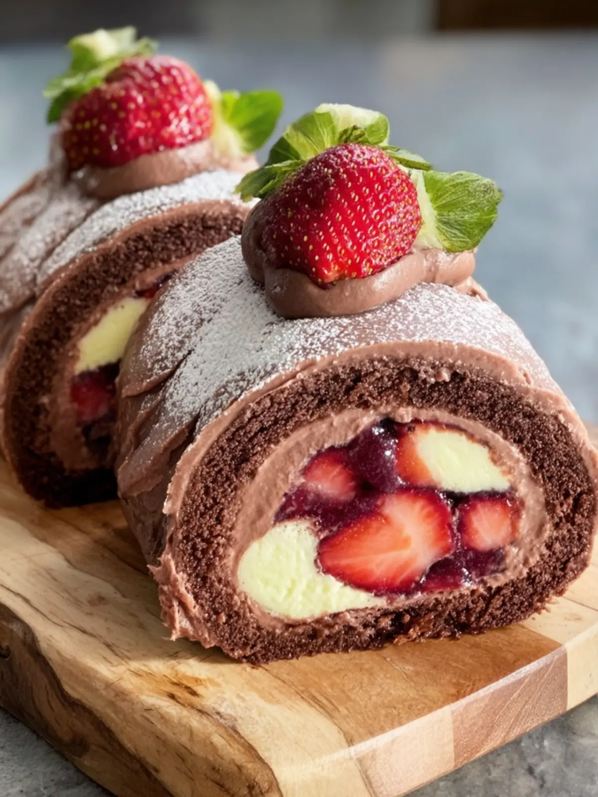 Chocolate Strawberry Swiss Roll First Image