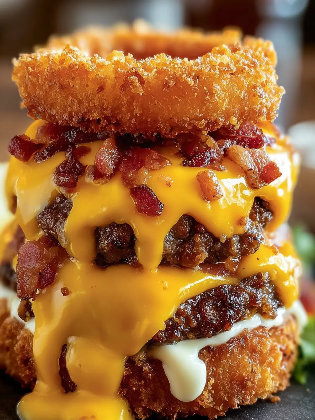 Crispy Onion Bacon Cheeseburger Stack First Image