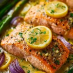 Sheet Pan Lemon Garlic Butter Salmon First Image