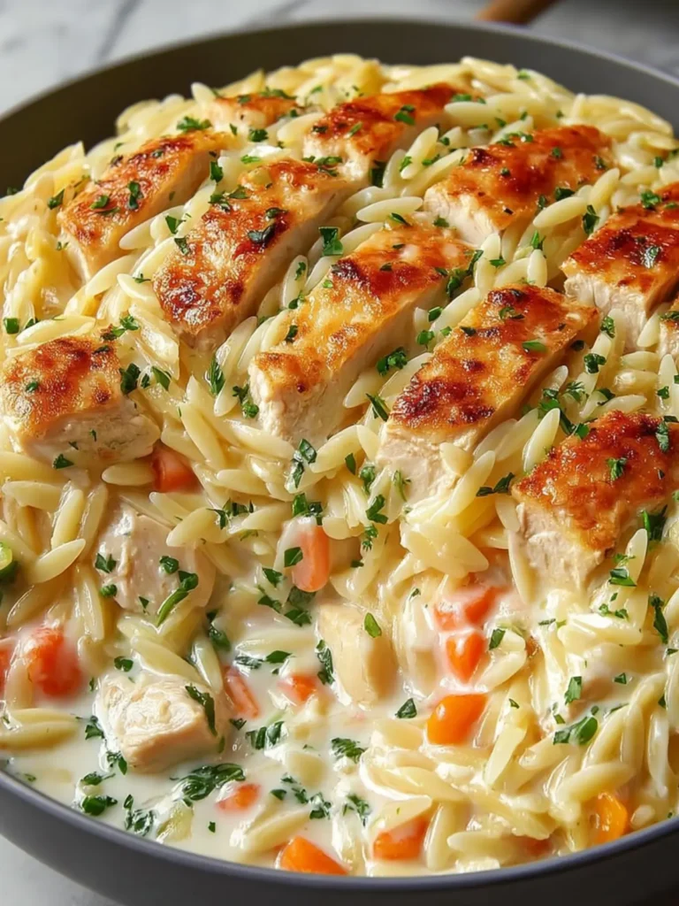 Creamy Chicken Pot Pie Orzo Recipe First Image