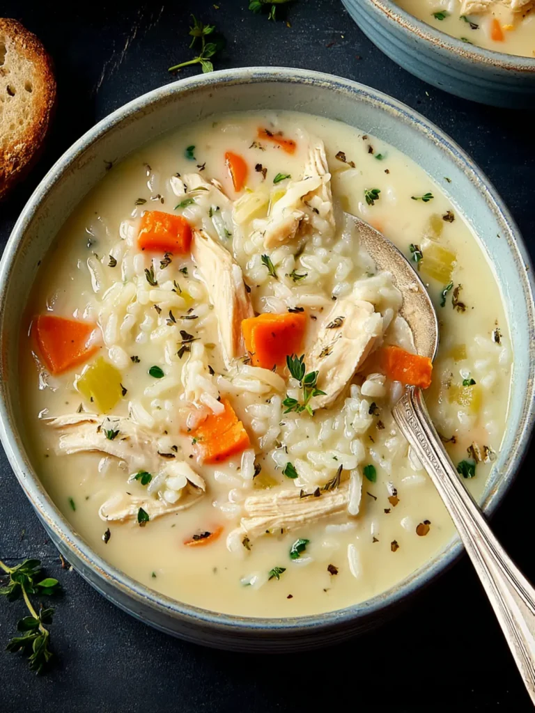Comforting Creamy Chicken and Rice Soup Recipe (30 Min) First Image