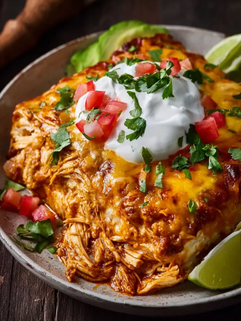 Slow Cooker Chicken Enchilada Casserole First Image