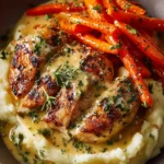 Creamy Herb Chicken with Mashed Potatoes & Glazed Carrots First Image