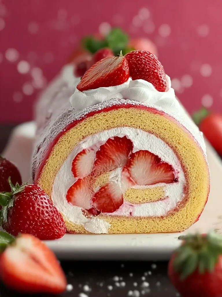 Irresistible Strawberries and Cream Swiss Roll Recipe First Image
