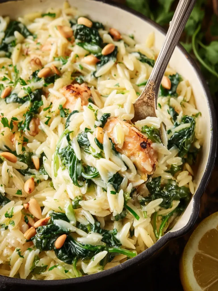 Creamy Lemon Orzo with Greens (one pan) First Image