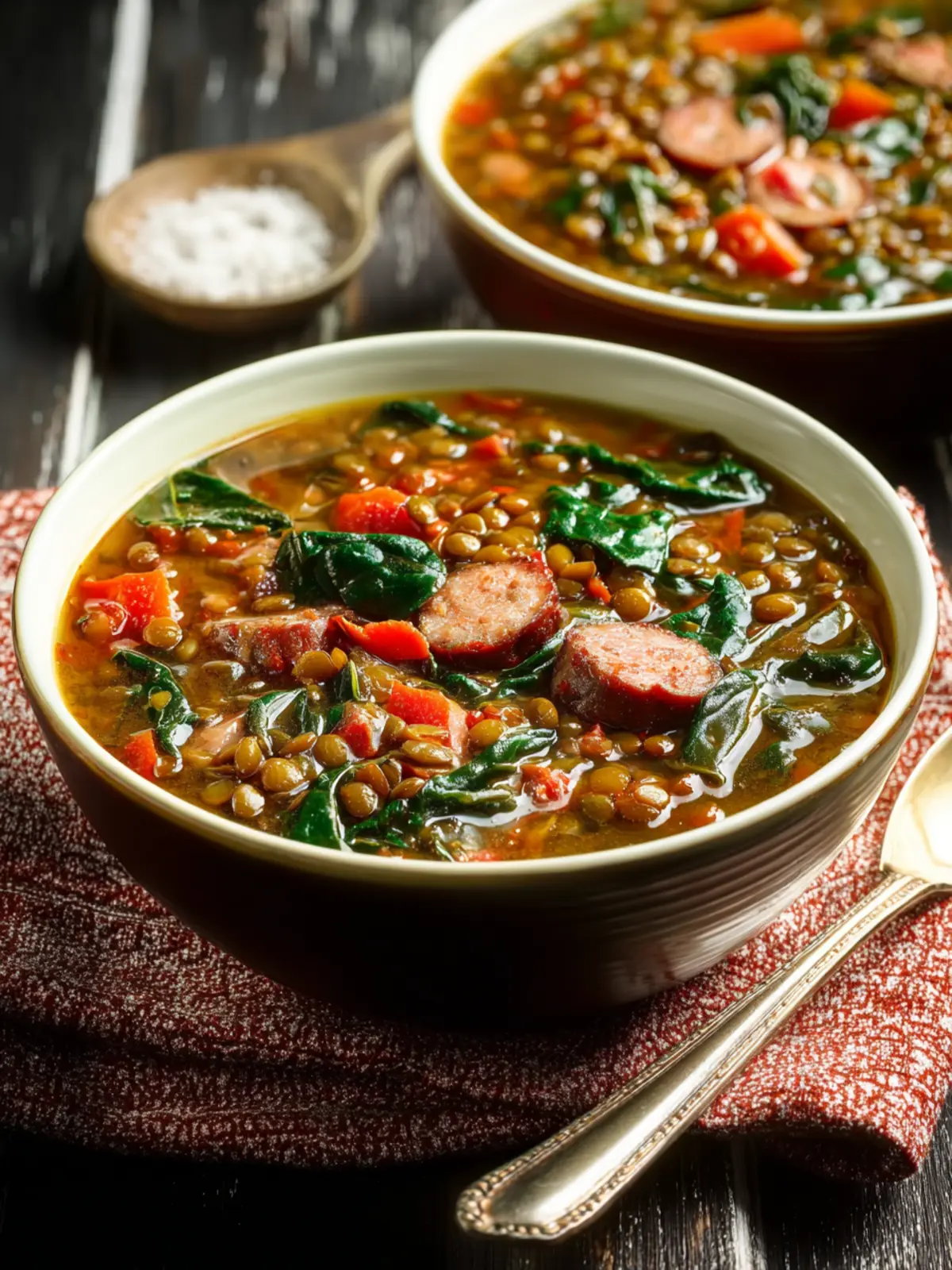 Lentil Sausage Spinach Soup First Image