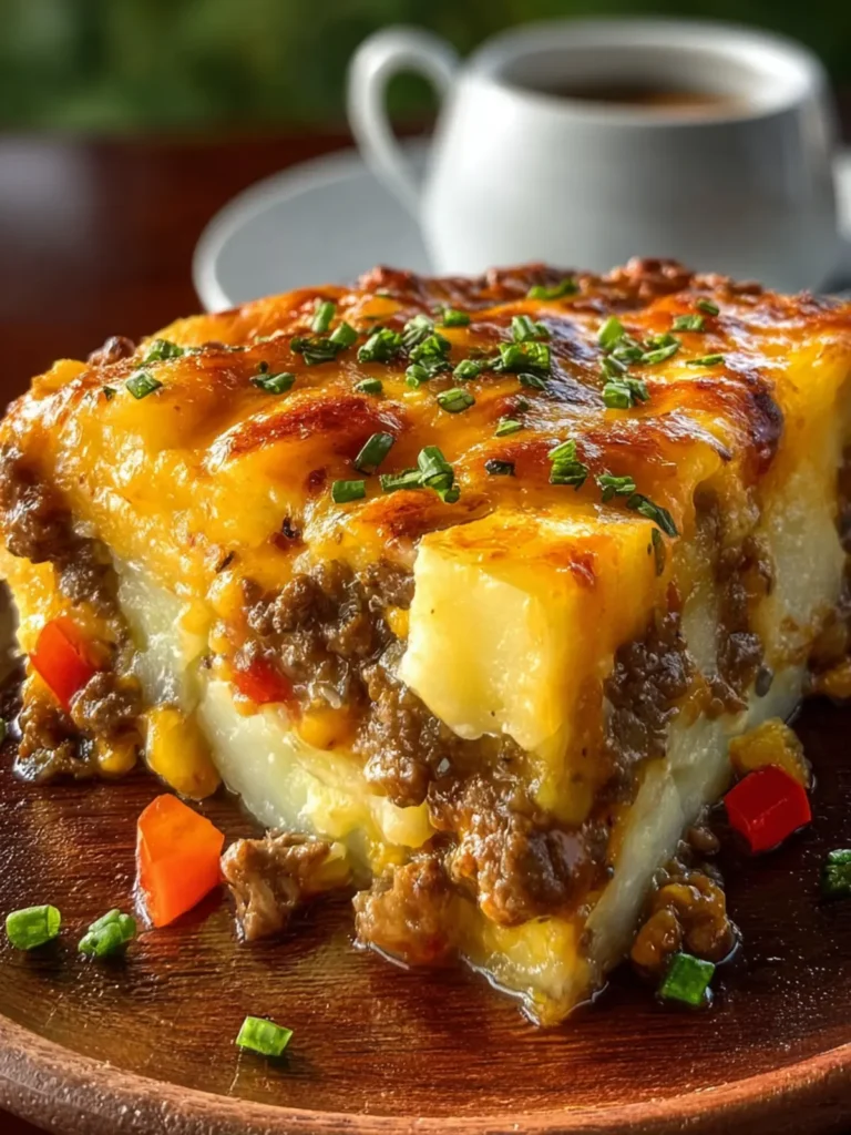 Cheesy Ground Beef Casserole Made With Frozen Potatoes First Image