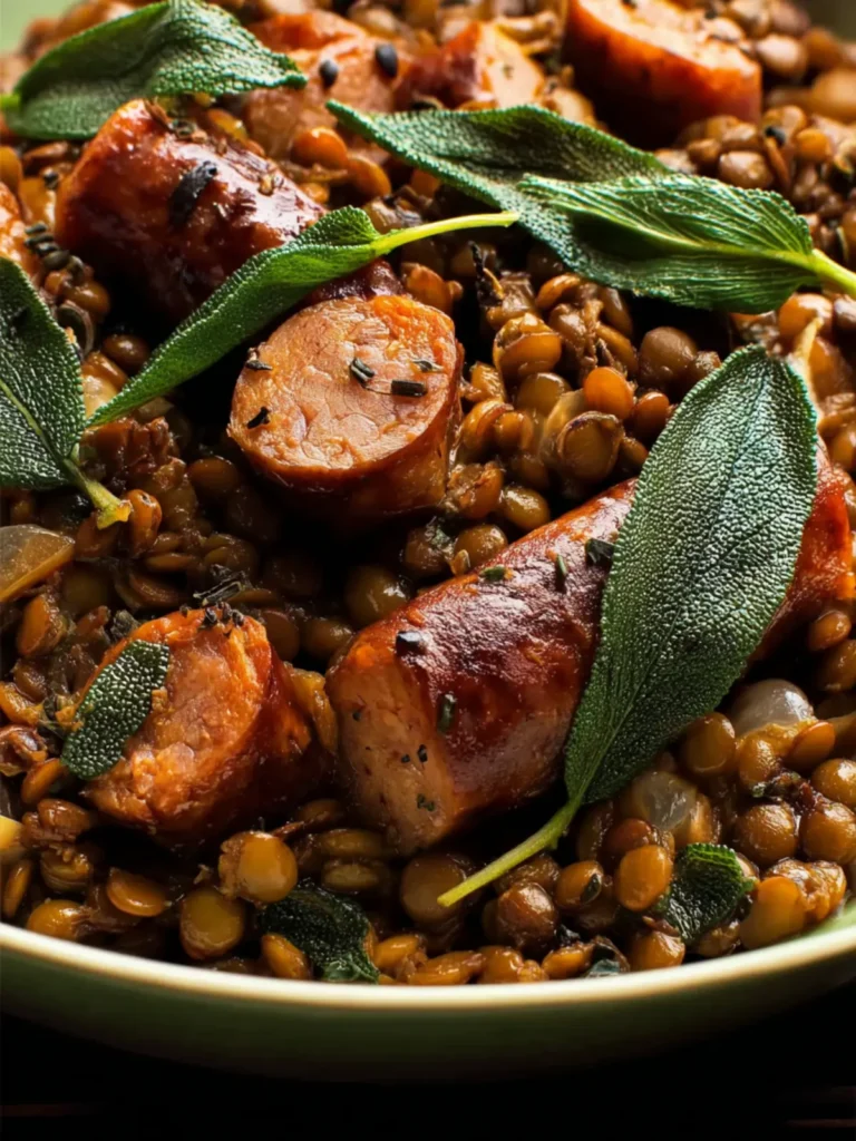Sausage and Lentils with Fried Sage First Image